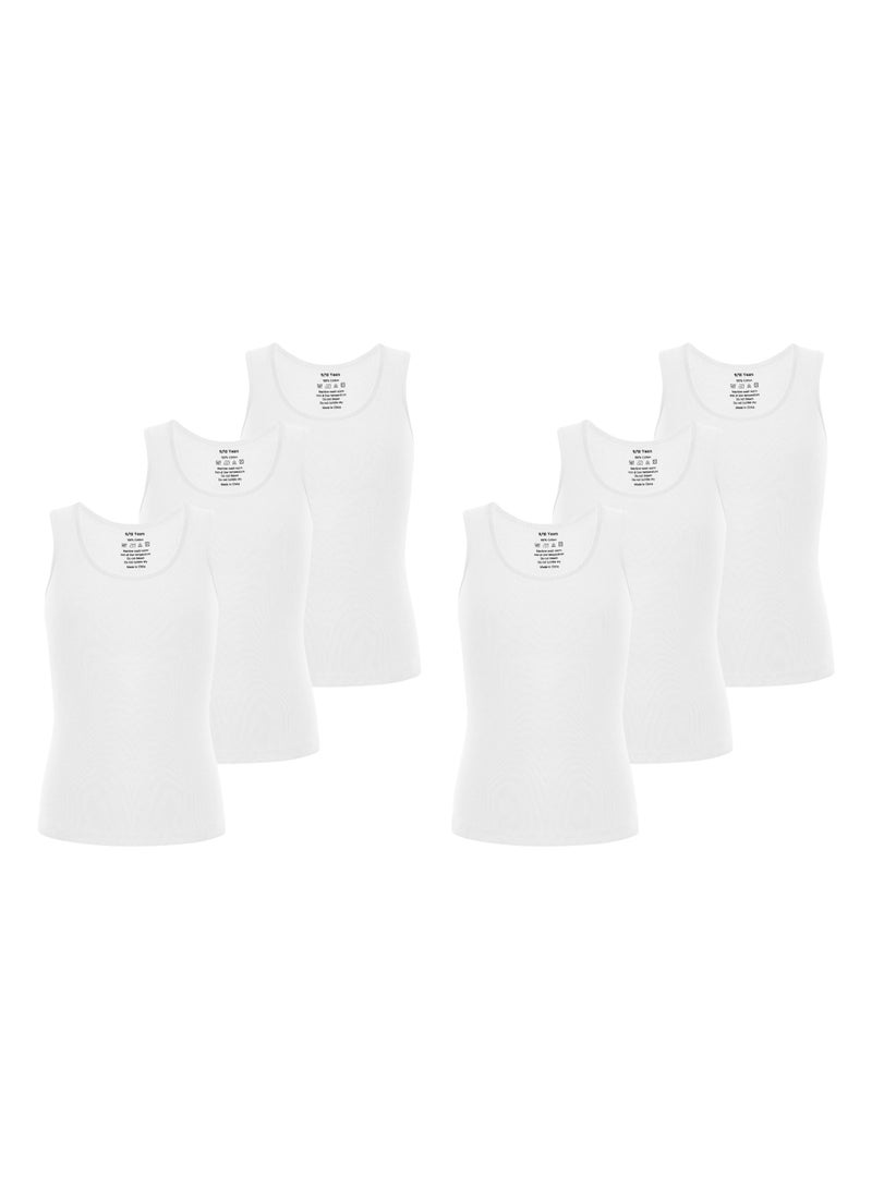 Mariposa Girls Cotton Vest White Pack of 6 – Soft Breathable Sleeveless Innerwear for Daily School Wear - Image 1